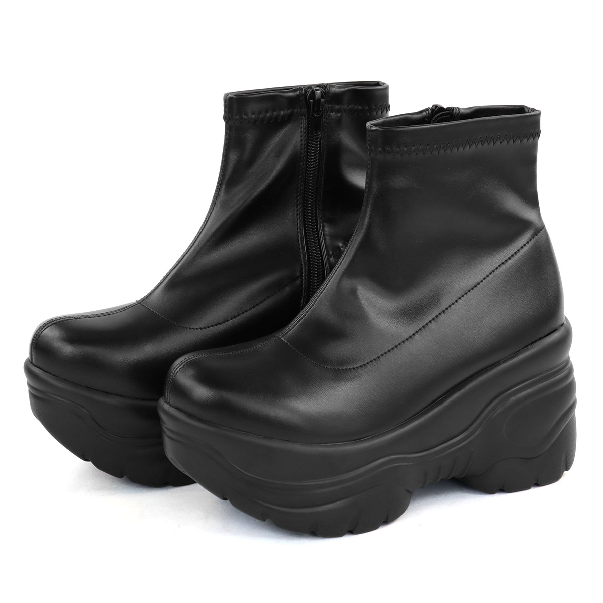 LOVEHUNTER ショートブーツ レディース ストレッチ 厚底 8cm