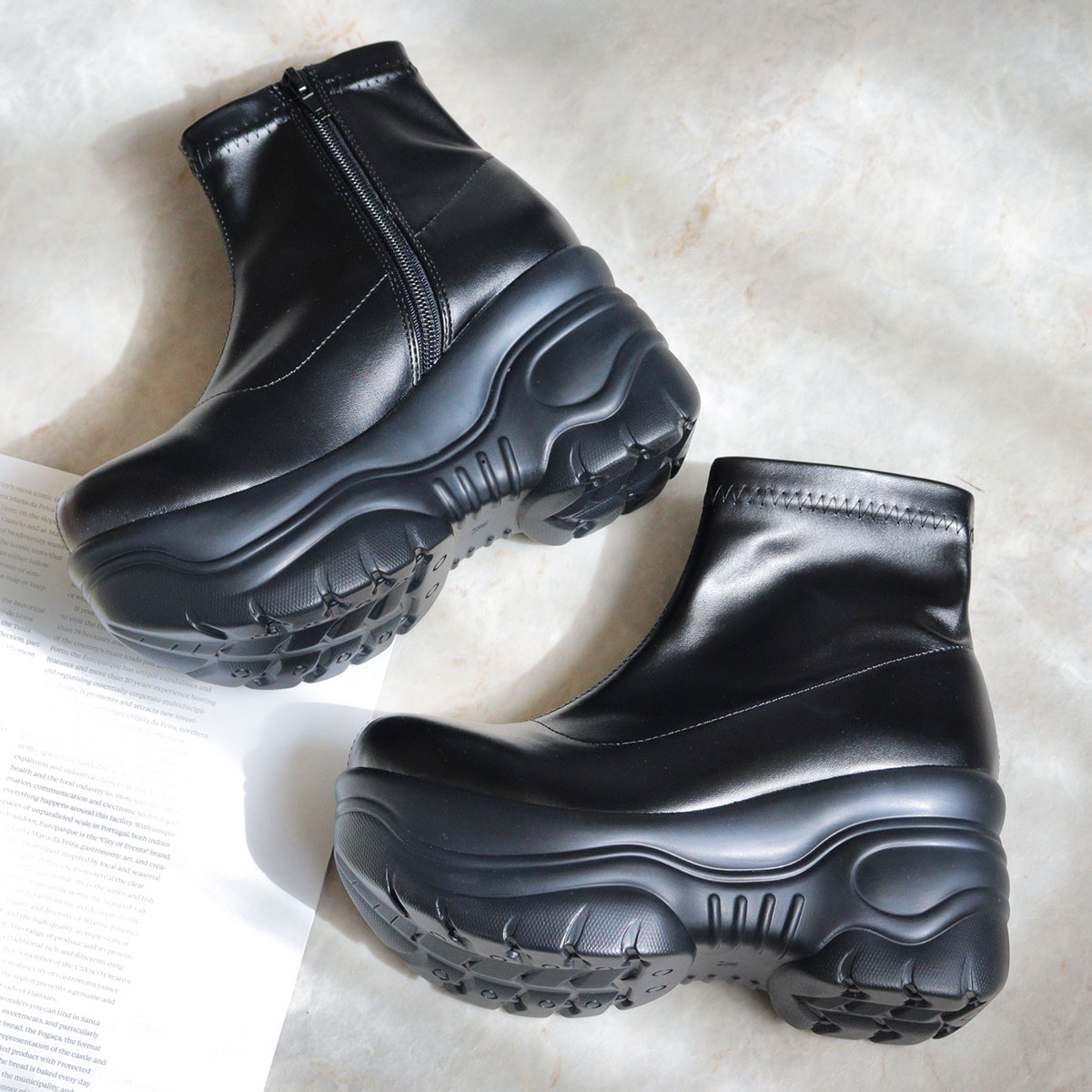 LOVEHUNTER ショートブーツ レディース ストレッチ 厚底 8cmヒール No 