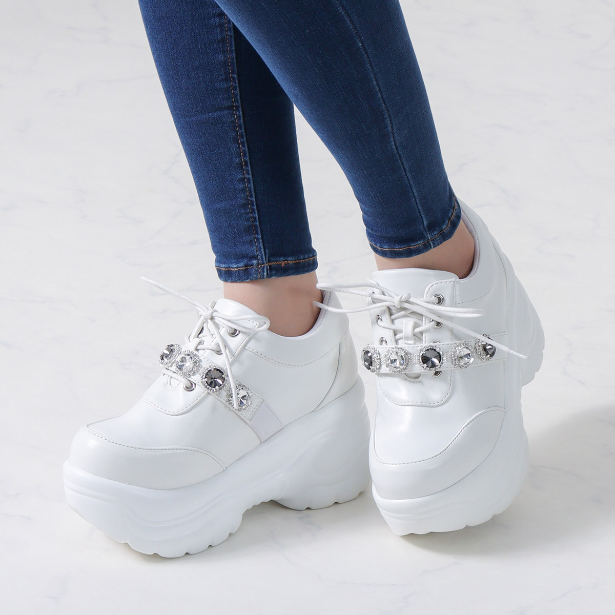 LOVEHUNTER（ラブハンター） スニーカー レディース 厚底 9cmヒール 白