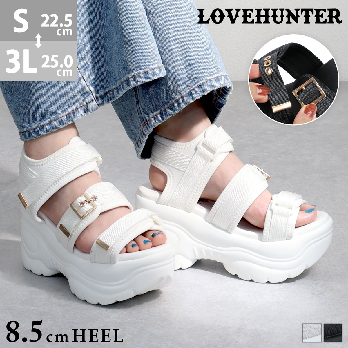 【美品】 PARTY キルティング厚底スポーツサンダル L 24cm LOVEHUNTER（ラブハンター） サンダル レディース スポーツサンダル