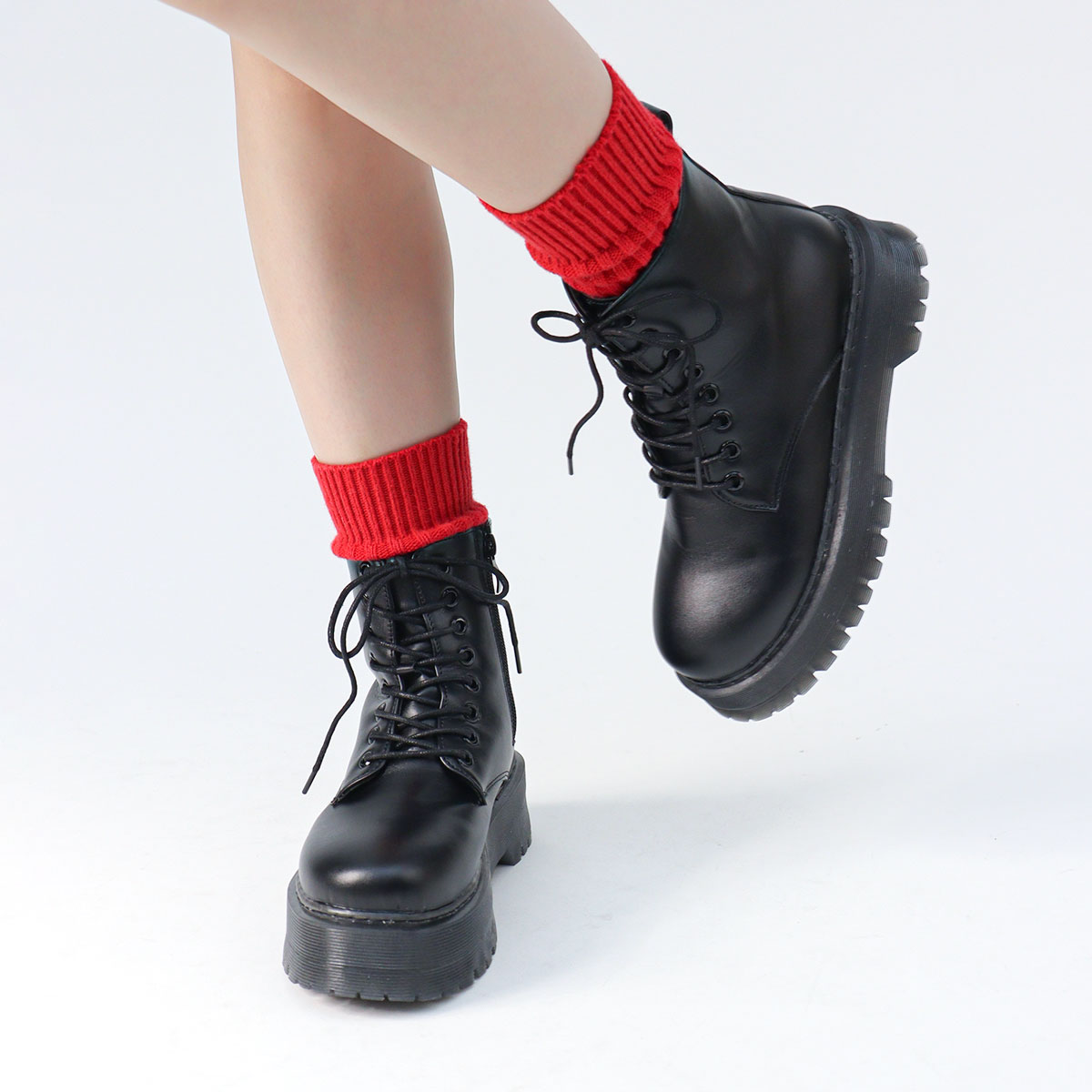 Hart ブーツ 26.5 ケース付き 美品 LOVEHUNTER ブーツ レディース 厚底 ショート 紐靴 8ホール No