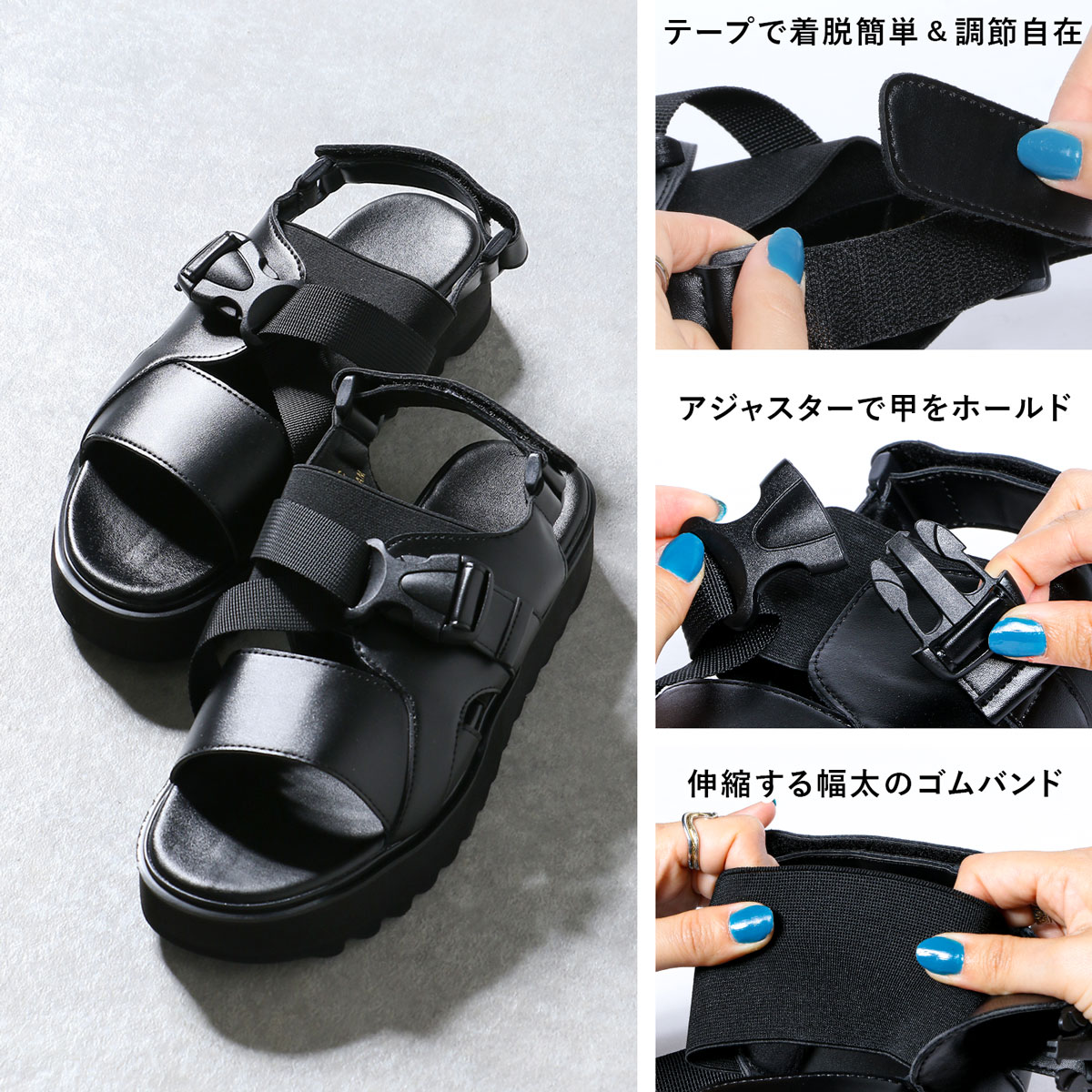 LOVEHUNTER（ラブハンター） サンダル メンズ 厚底 ベルト ストラップ