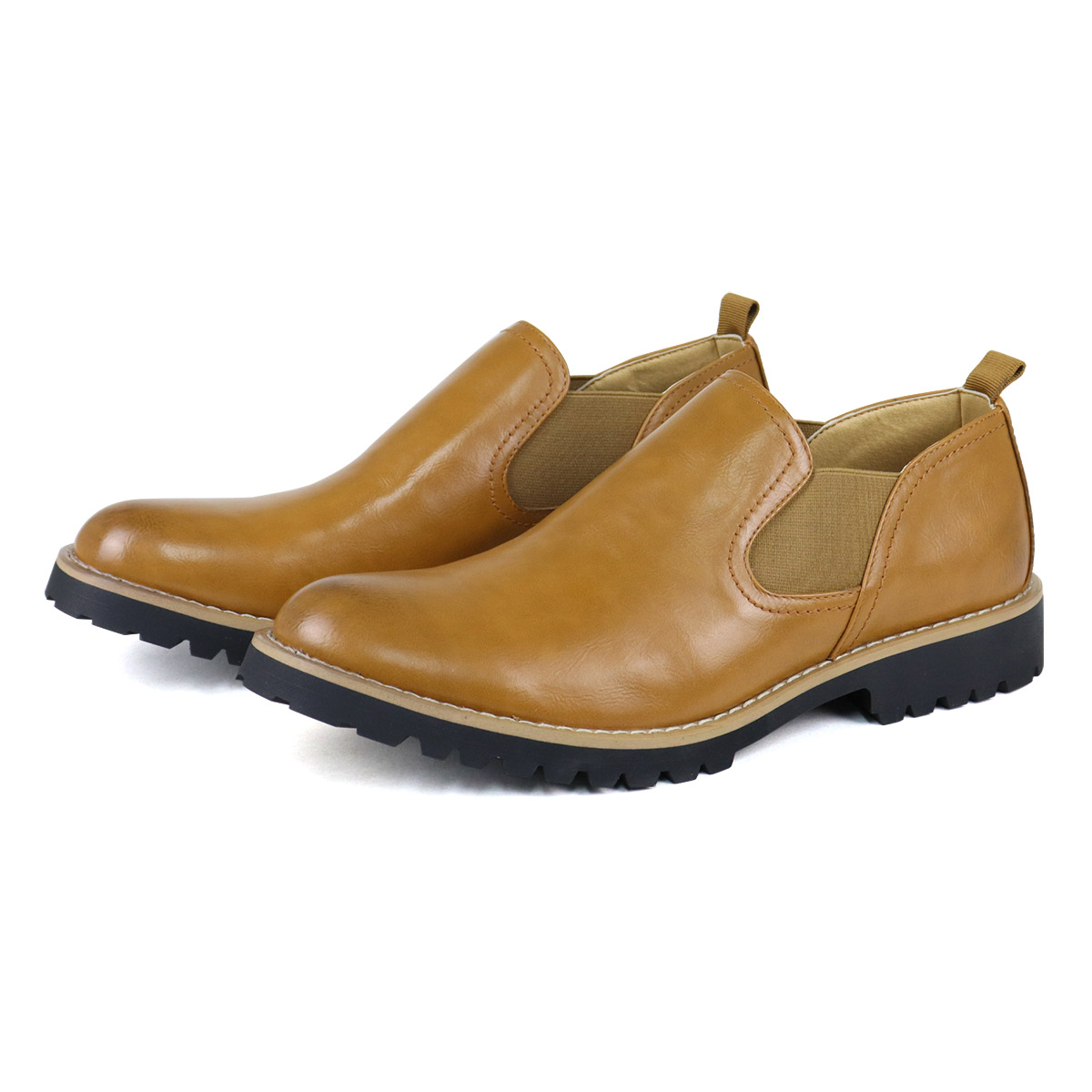 ブーツ メンズ ショート 黒 サイドゴア レザー 合成皮革 25-27cm 革靴