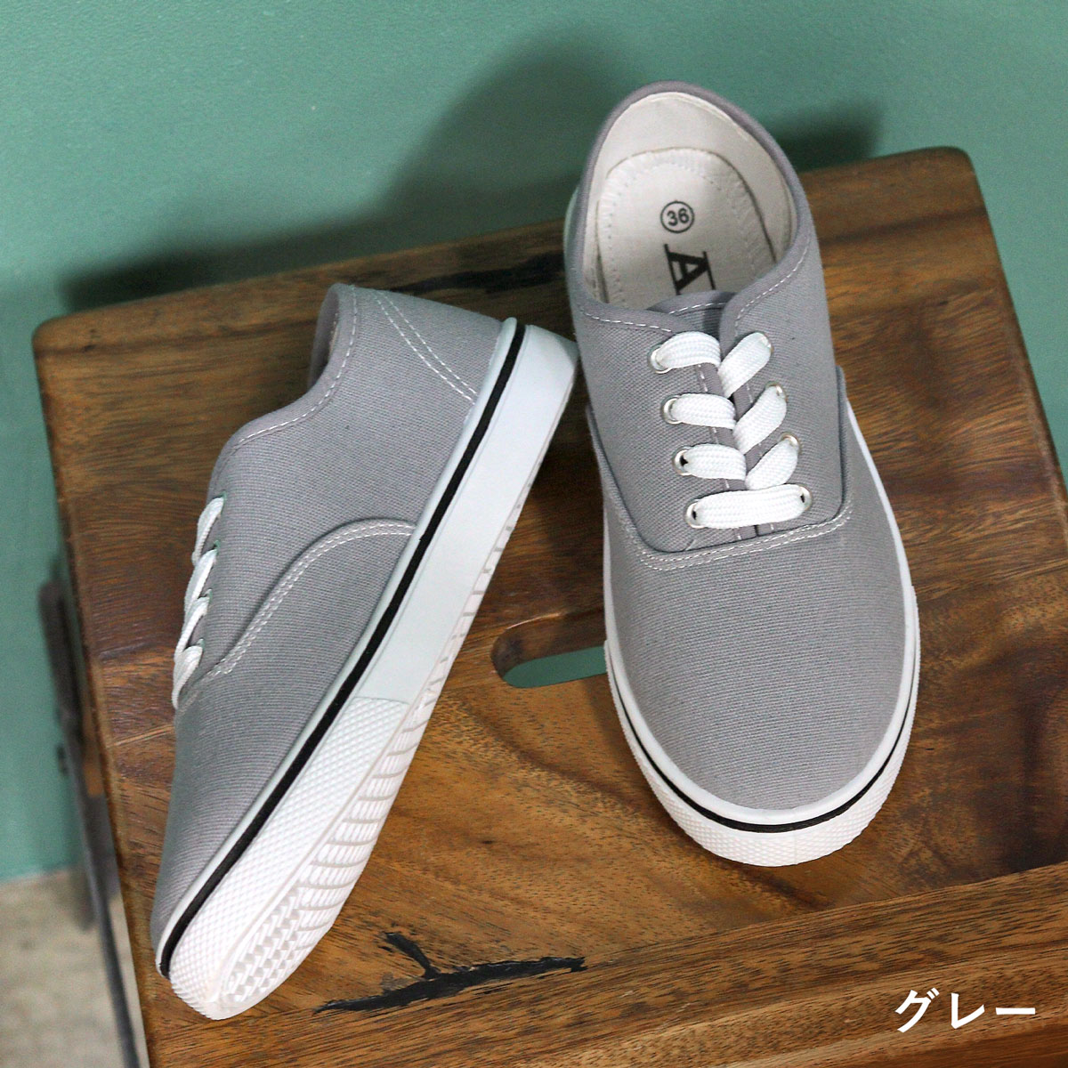 AAA+（サンエープラス） スニーカー キャンバス レースアップ 紐