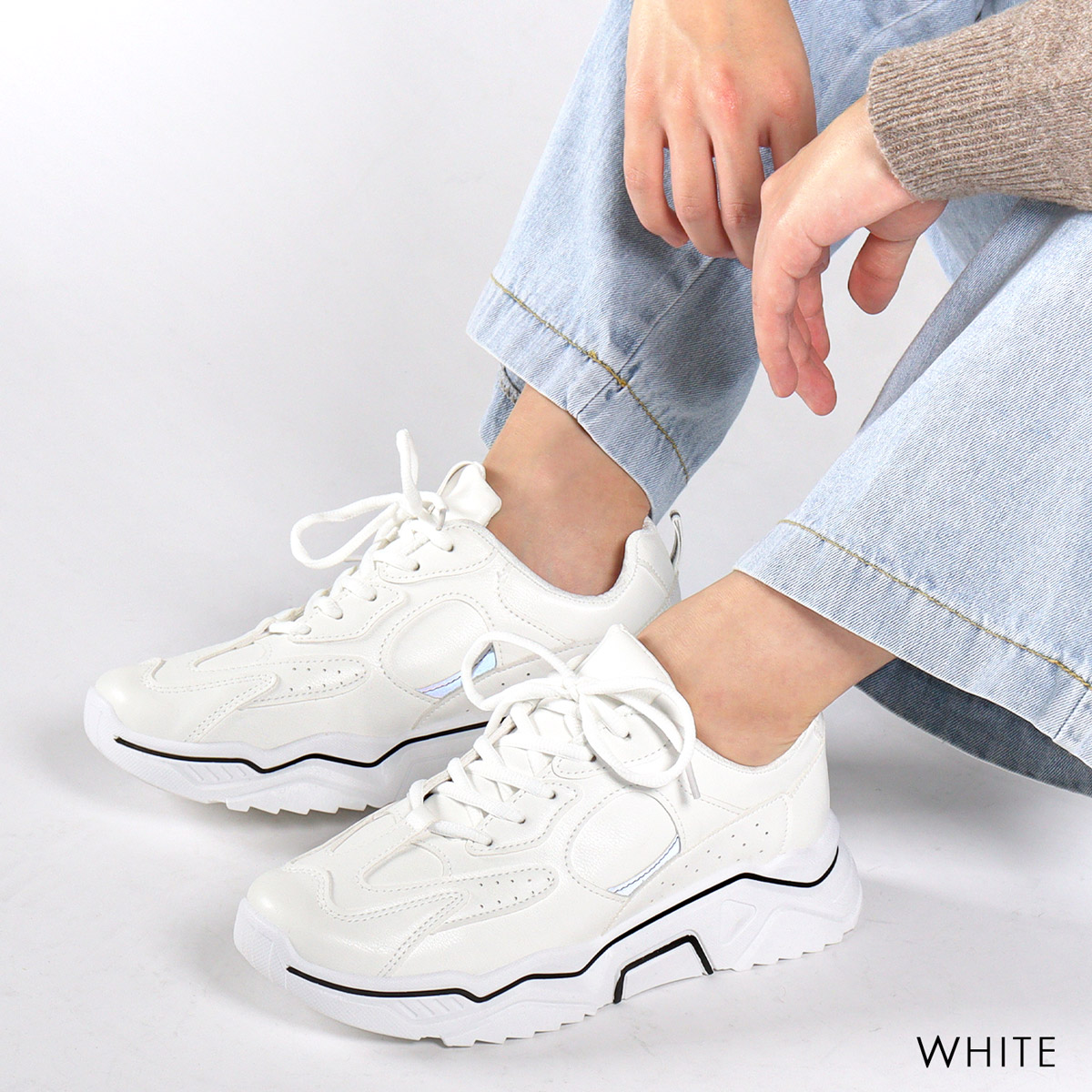 AAA+（サンエープラス） スニーカー メンズ 黒 厚底 4.5cm ローカット