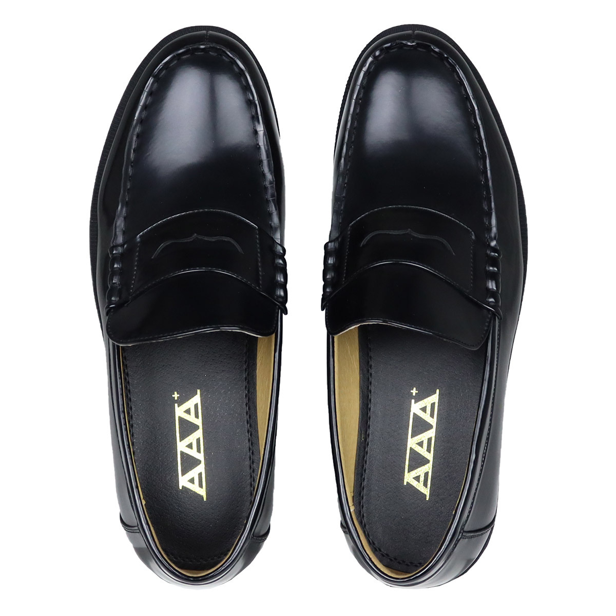 AAA+（サンエープラス） ローファー メンズ 学生 黒 革靴 痛くない