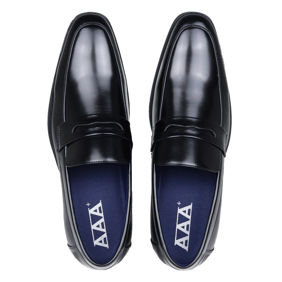 AAA+（サンエープラス） ビジネスシューズ 軽量 メンズ 革靴 黒 コイン