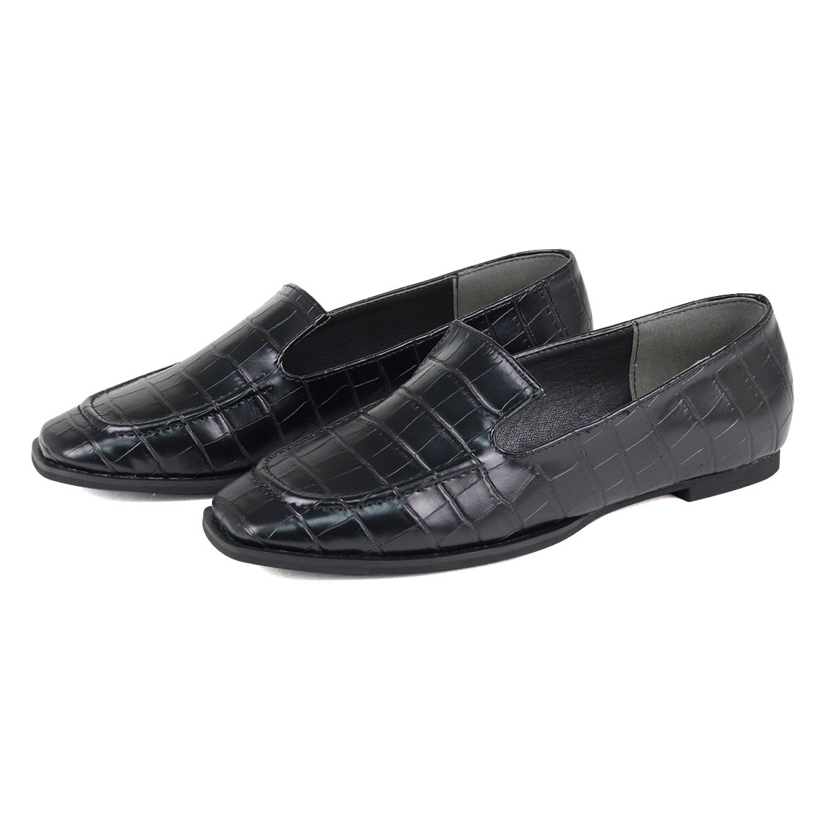 Casual Monet 黒 スリッポン ローファー 約3cmヒール Casual Monet 黒 スリッポン ローファー 約3cmヒール
