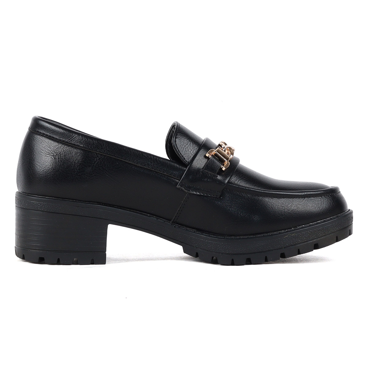 Bontre 黒 レザー ローファー ヒール約4cm BONTRE/ボントレ】Tストラップローファー / BONTRE