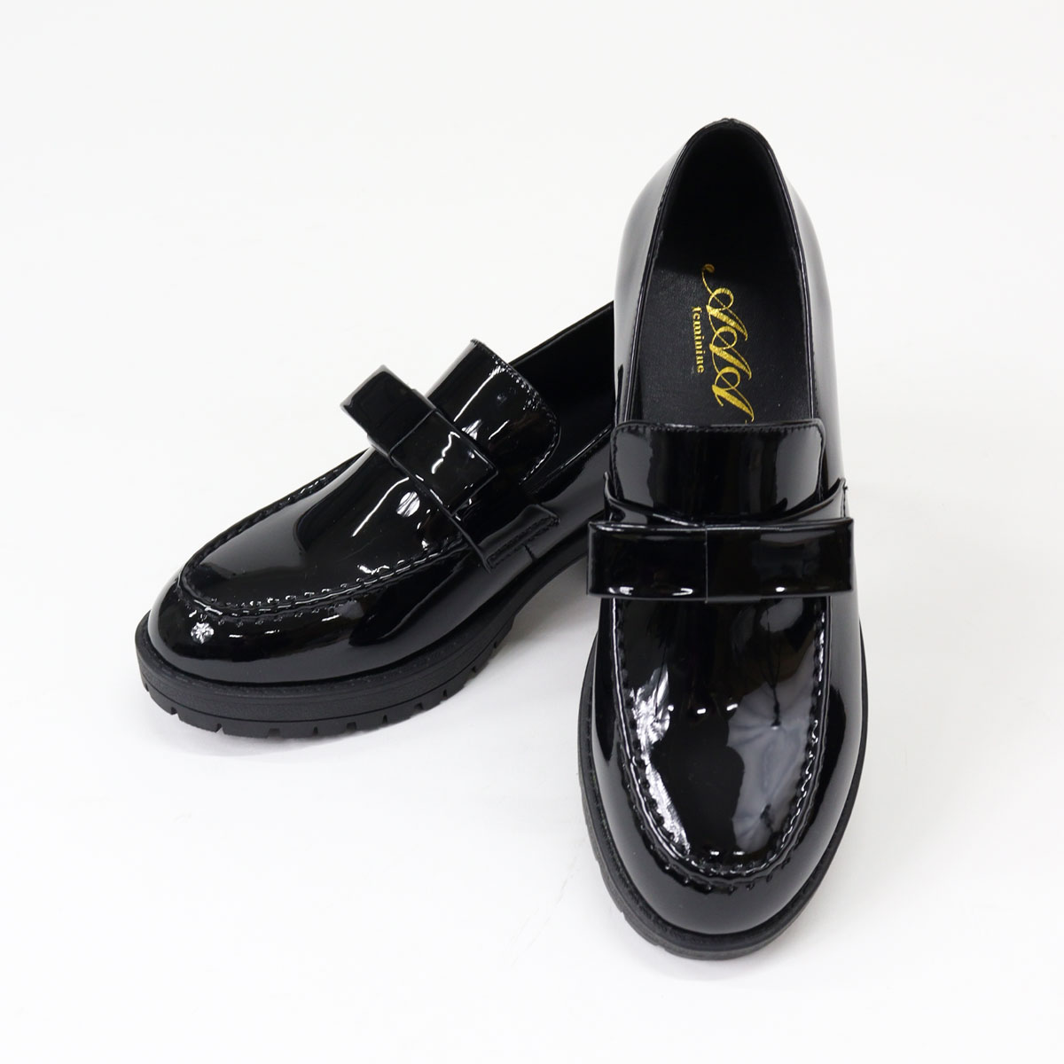 AAA+（サンエープラス） ローファー レディース リボン 5cmヒール