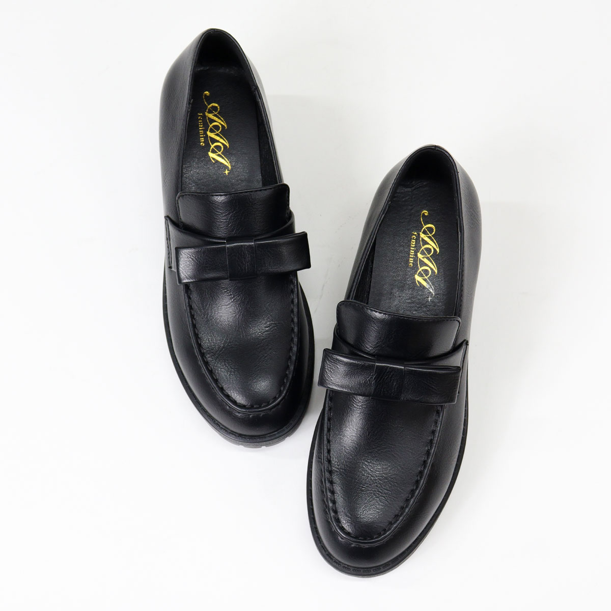 AAA+（サンエープラス） ローファー レディース リボン 5cmヒール