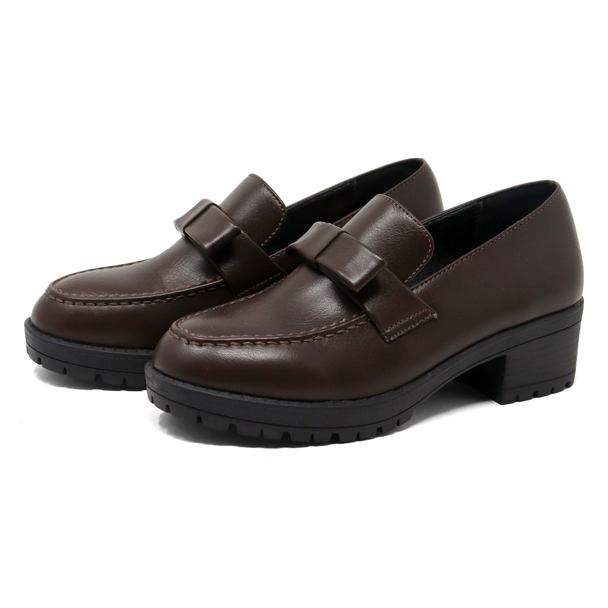 AAA+（サンエープラス） ローファー レディース リボン 5cmヒール