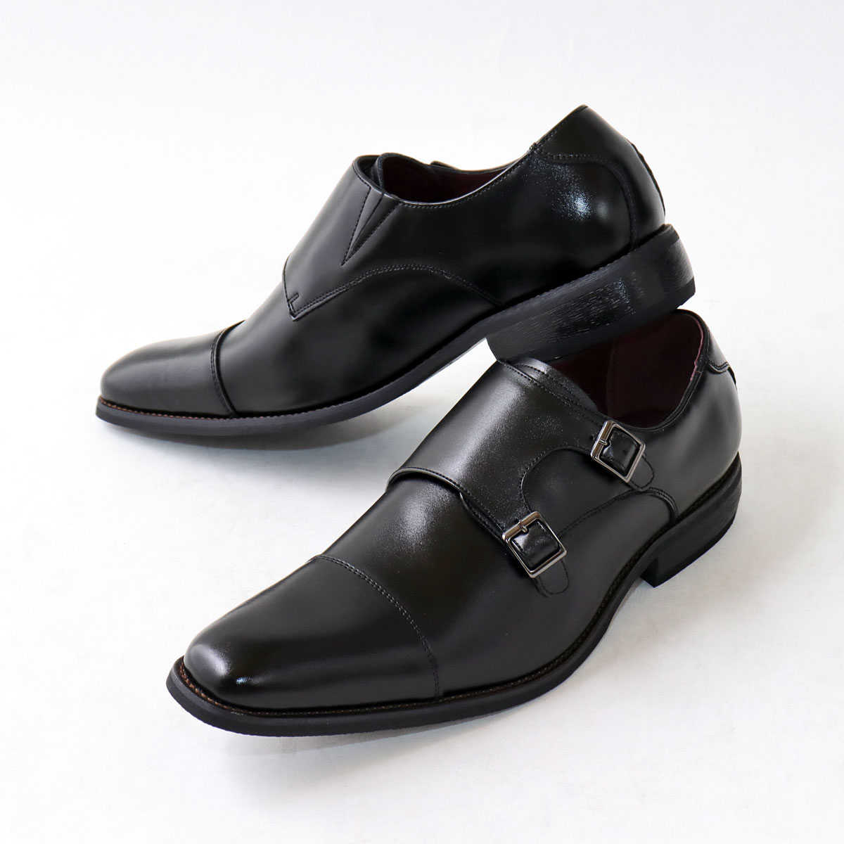 ハ*ク様 VALENTINO ダブルモンク　レザーシューズ　ブラック　42 VALENTINO - ヴァレンティノ VALENTINO シューズ ダブルモンクシューズ