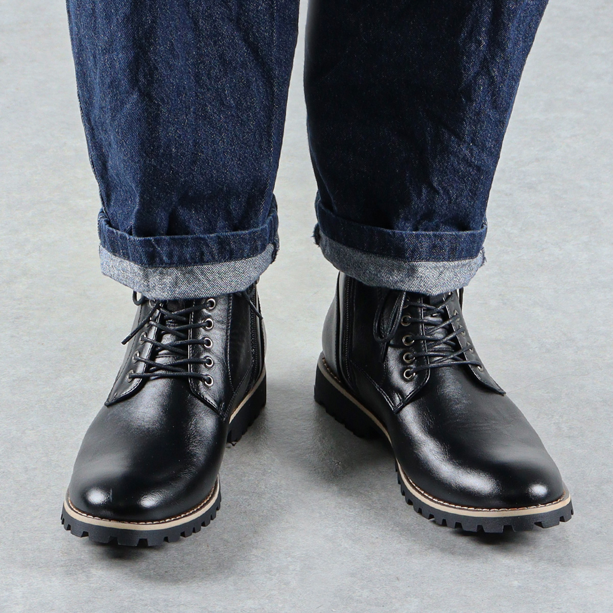 Dedes（デデス） ブーツ メンズ ショート 黒 レースアップ カジュアル