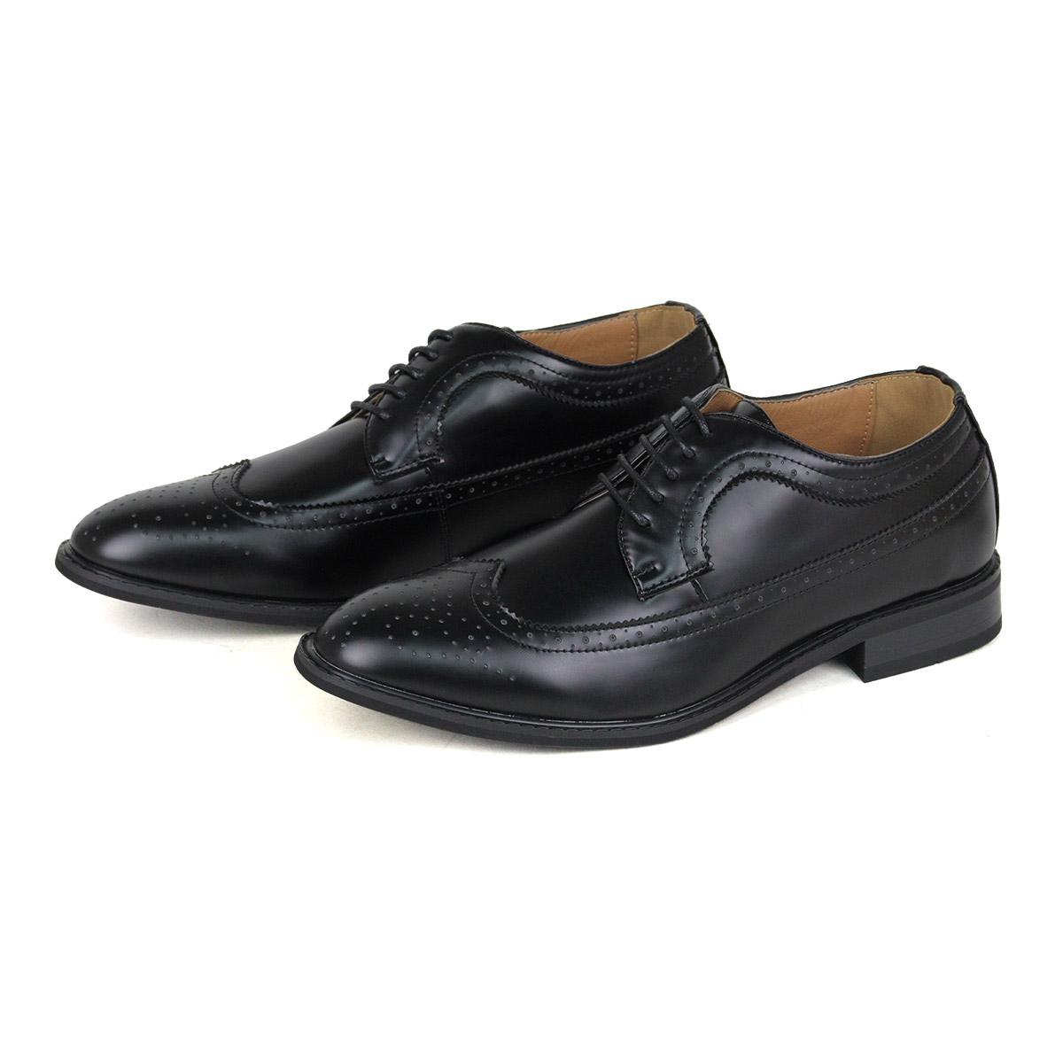 オックスフォードシューズ メンズ 革靴 黒 ウイングチップ 3E 24.5-30cm No.802 ...