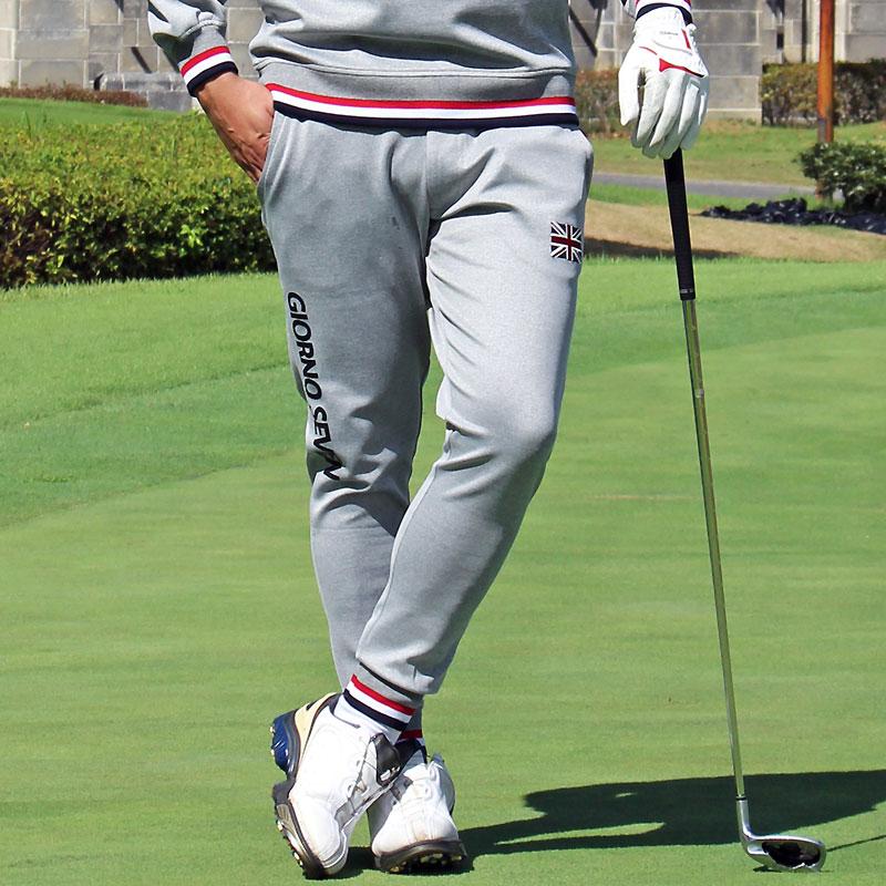 有名ブランドゴルフパンツ メンズ ゴルフウェア GIORNO SEVEN ジョルノセブン ストレッチ ジャージ ジョガーパンツ サイドライン 刺繍 ロゴ イージーパンツ ボトムス