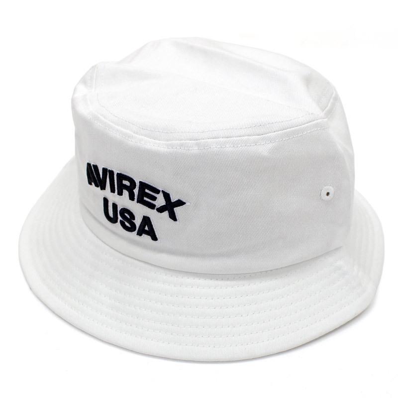 AVIREX アビレックス コットンツイル USA 3D EMB BUCKET HAT バケットハット 無地 綿100％ 男女兼用 男性用