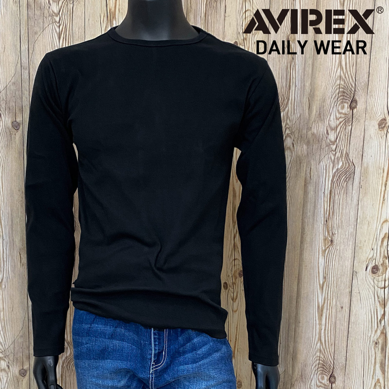 AVIREX アビレックス ロングTシャツ メンズ 長袖 テレコリブ クルーネックTシャツ 無地 デ...