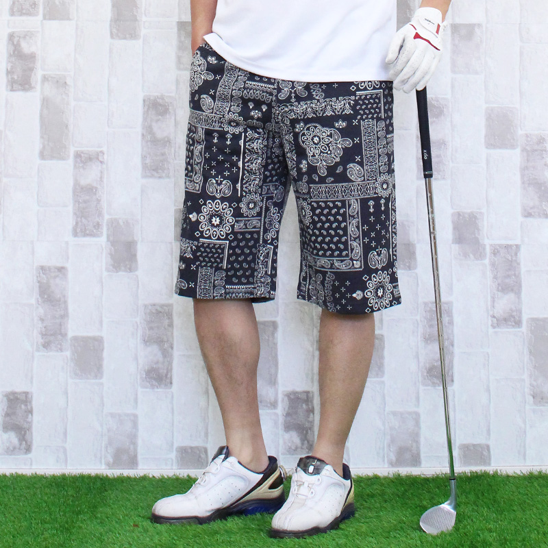 ゴルフパンツ ハーフパンツ メンズ ゴルフウェア ショートパンツ 総柄