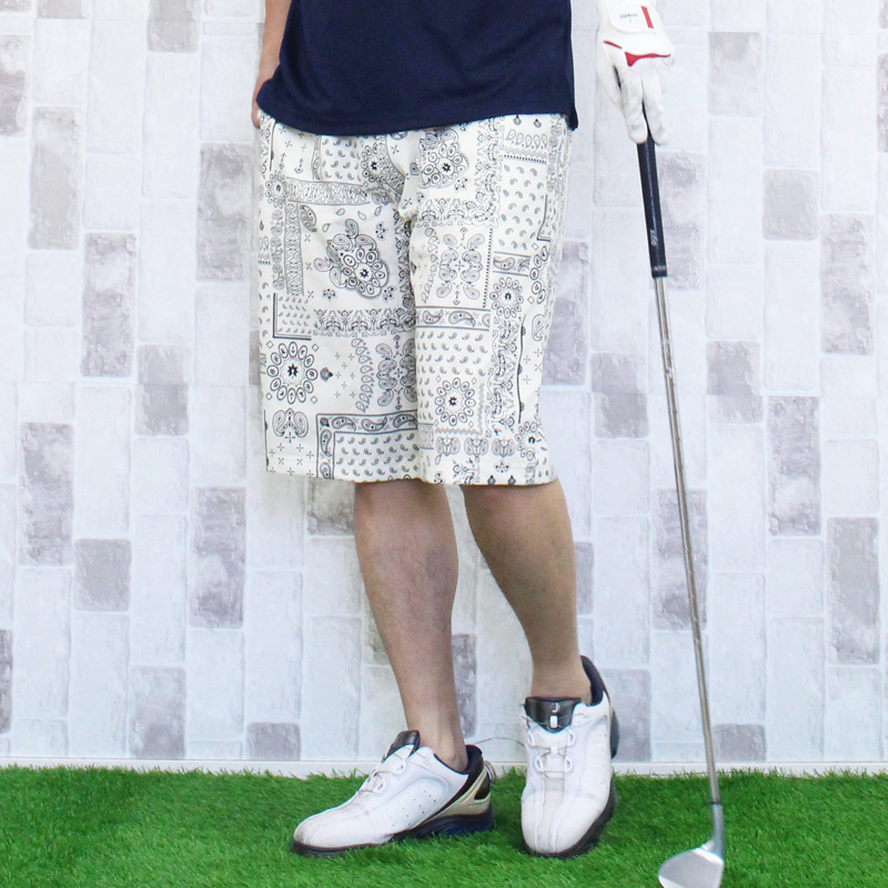 ゴルフパンツ ハーフパンツ メンズ ゴルフウェア ショートパンツ 総柄