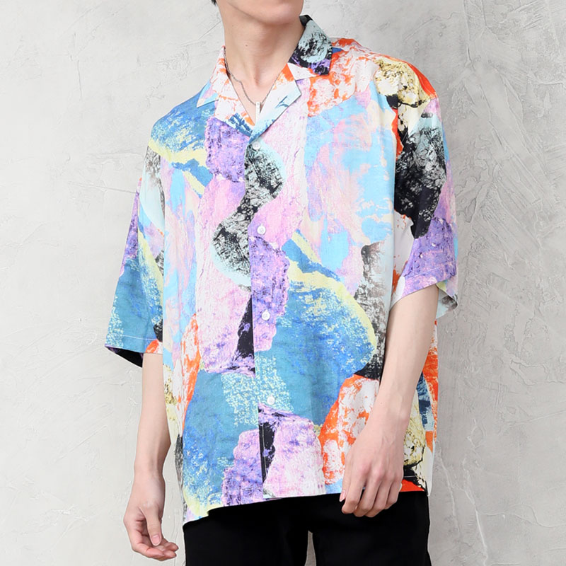 Amazon.co.jp: シャツ メンズ 半袖 和柄 緑 唐草模様 ビーチ