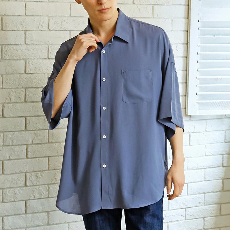 シャツ メンズ とろみシャツ ドレープ オーバーサイズ ドロップ