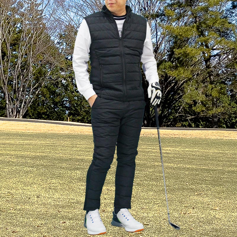 ゴルフウェア セットアップ メンズ 上下セット ダウンベスト ゴルフ