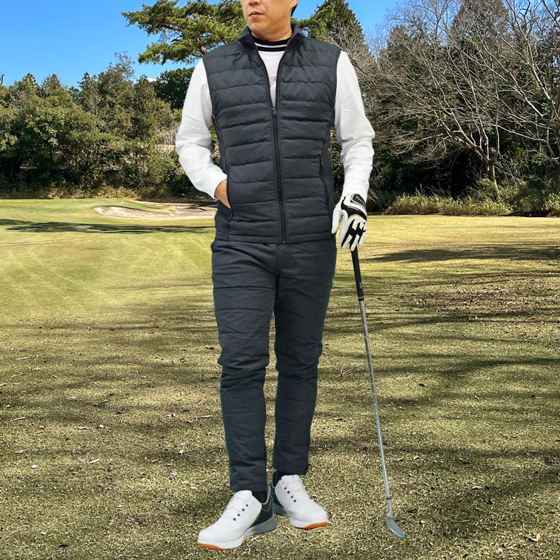 送料無料 ゴルフウェア セットアップ メンズ 上下セット ダウンベスト ゴルフパンツ 暖か裏起毛ボア ストレッチジャージ アウター ジップアップ スポーツ 秋冬 ゴルフウェア セットアップ メンズ 上下セット ダウンベスト ゴルフ