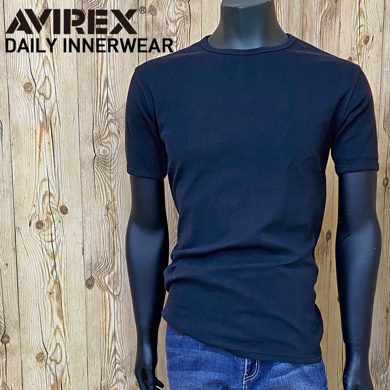 AVIREX アビレックス Tシャツ メンズ 半袖 テレコリブ クルーネックTシャツ 無地 デイリーインナー カットソー｜menscasual｜06