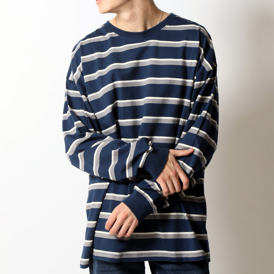 PABLOVINCI ダメージボーダーロングTシャツ　ネイビー　サイズM ロングTシャツ メンズ カットソー ボーダーTシャツ 長袖
