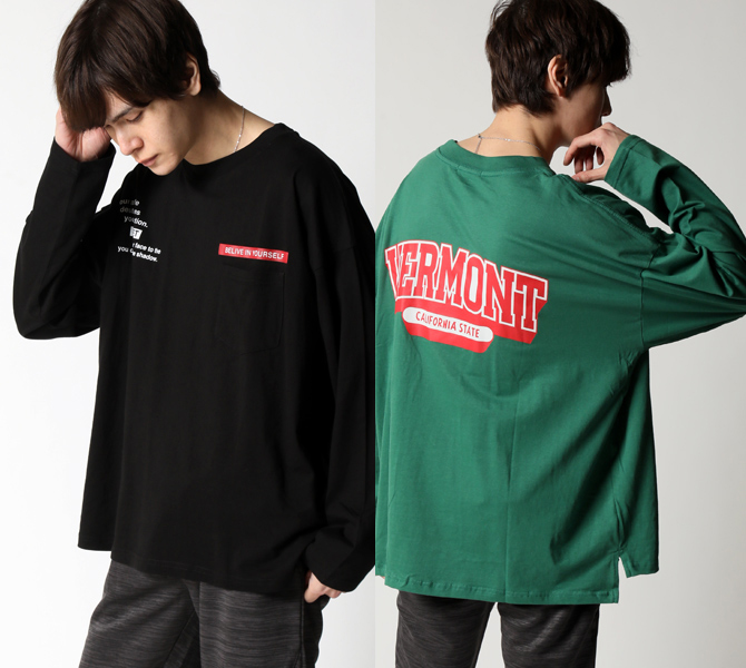 プリント Tシャツ メンズ ビッグシルエット 長袖 ロンTee