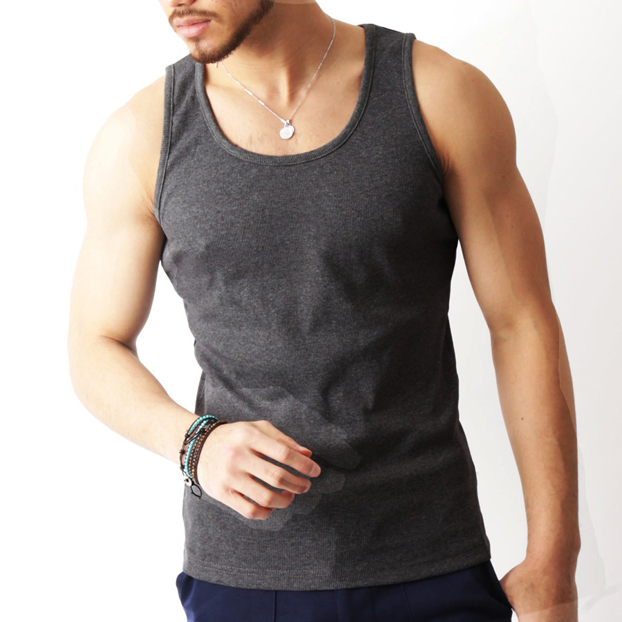 タンクトップ メンズ インナー ノースリーブ 肌着 テレコ ホワイト