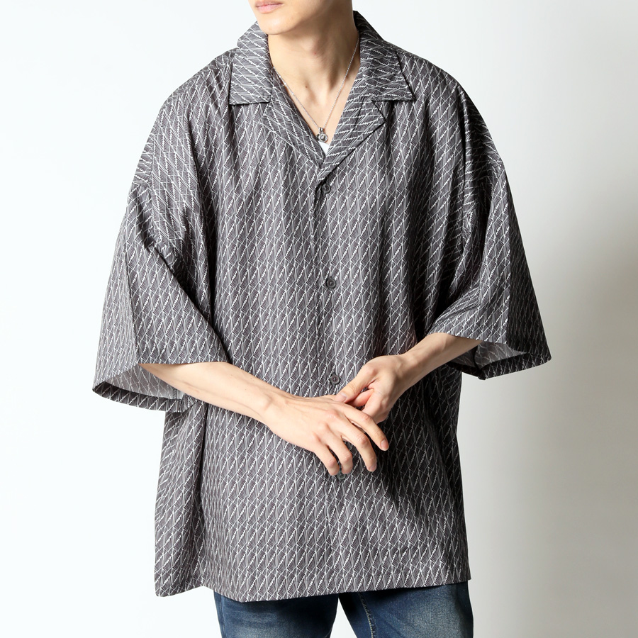 総柄 開襟シャツ アロハシャツ メンズ ビッグ 半袖シャツ 柄
