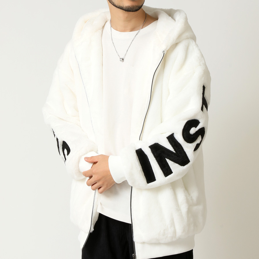 オーバーサイズ ボアブルゾン メンズ バックロゴ アップリケ 裏