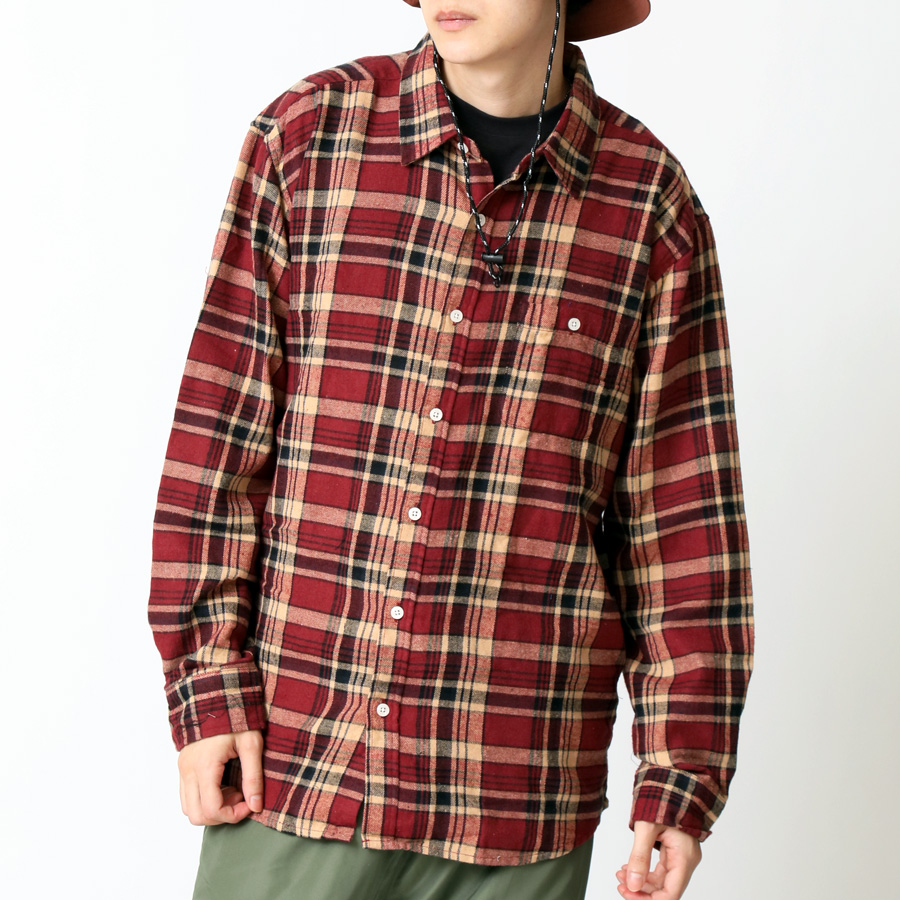 LAD MUSICIAN チェックネルシャツ パジャマシャツ　赤 黒　42 1 LAD MUSICIAN チェックネルシャツ パジャマシャツ 赤 黒 42 1