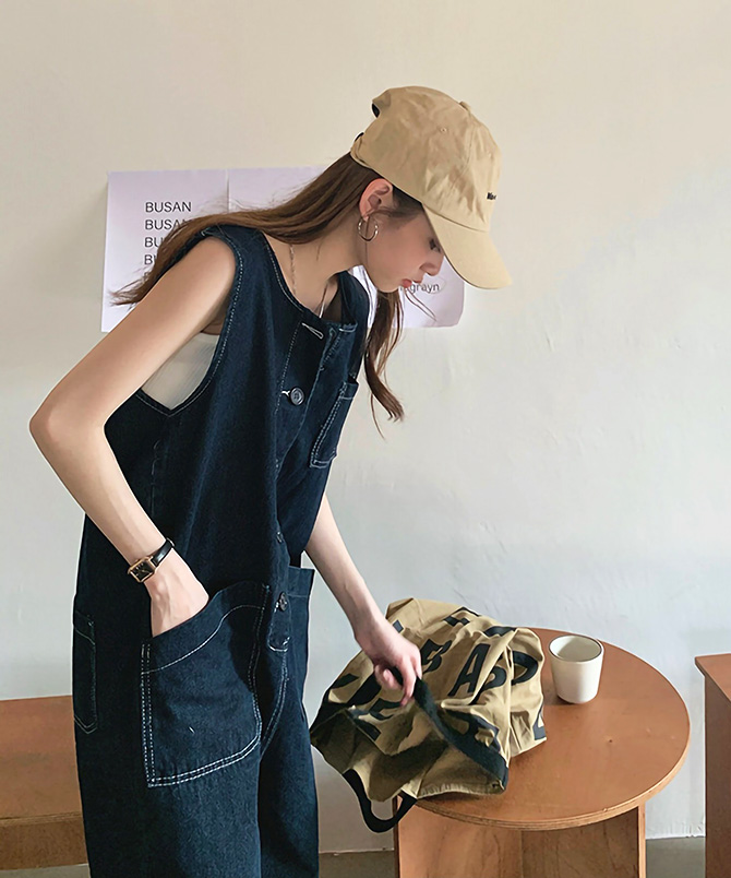 サロペット レディース ワイドデニム オーバーオール パンツ 春夏服