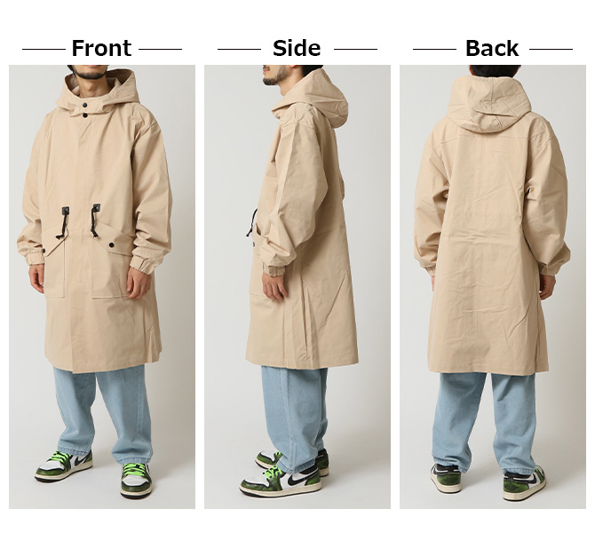 モッズコート メンズ 裏地付き フード ロングコート ミリタリーコート