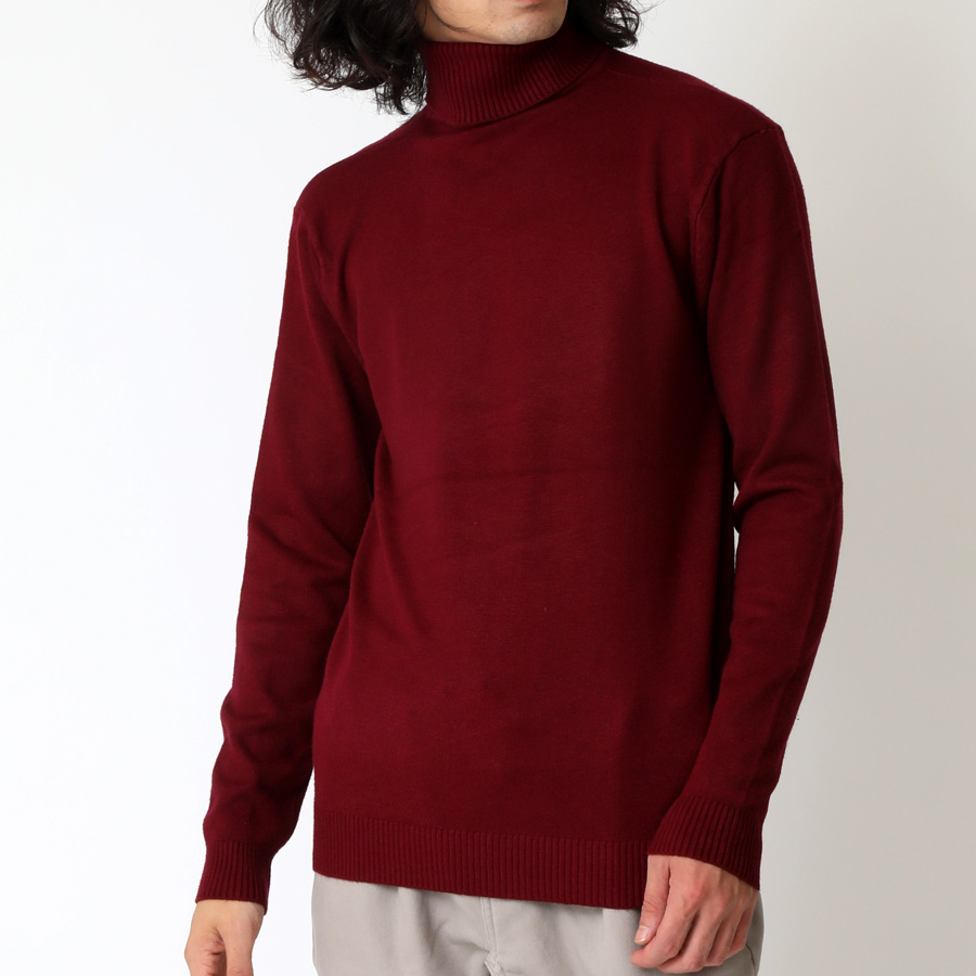 ニットセーター メンズ タートルネック カシミアタッチ インナー 