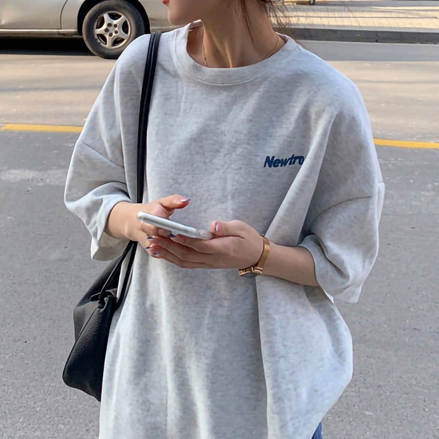 韓国風 オーバーサイズ ロゴ 半袖Tシャツ ドロップショルダー プリントTシャツ バックプリント レ...