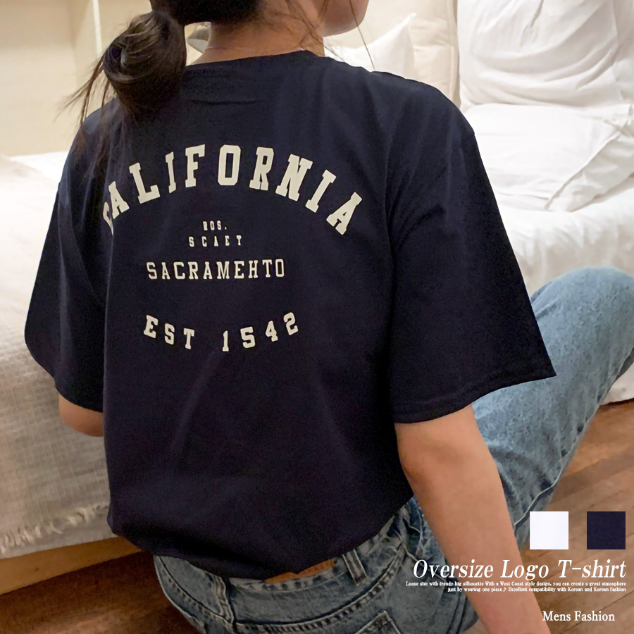 オーバーサイズ カリフォルニアロゴ 半袖Tシャツ レディース カットソー｜mensfashion