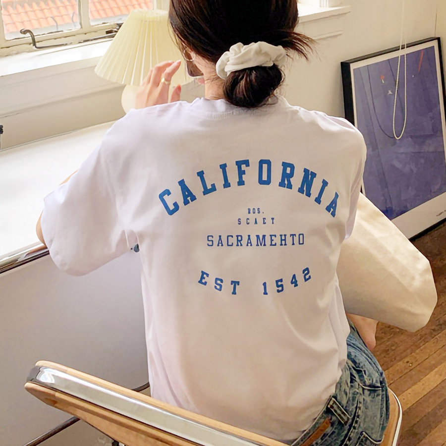 オーバーサイズ カリフォルニアロゴ 半袖Tシャツ レディース カットソー｜mensfashion｜02