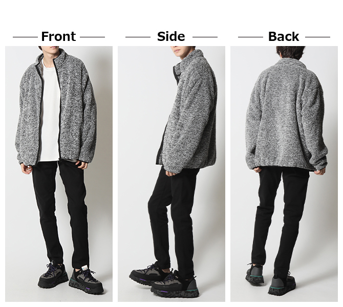 ボアジャケット メンズ スタンドブルゾン 両面シャギーボア フリース