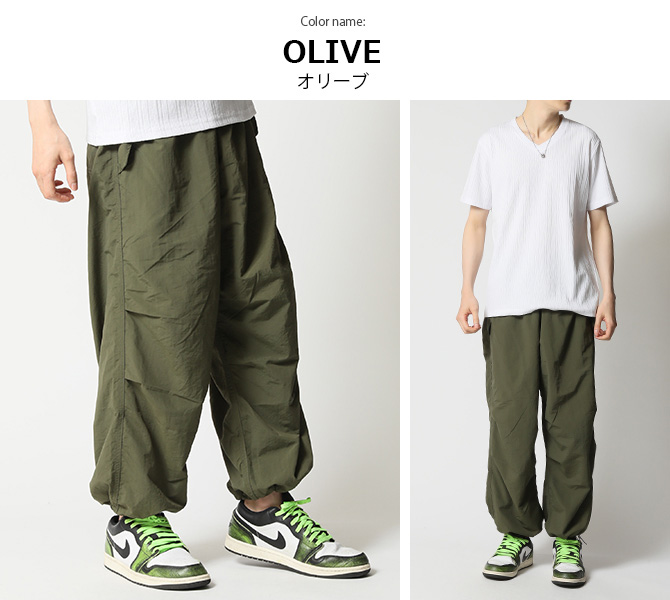 ワイドパンツ メンズ リップストラップ パラシュートナイロン