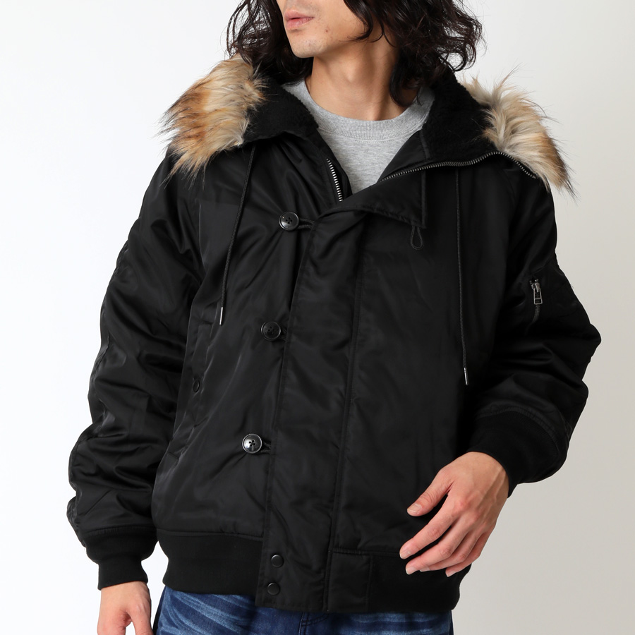 ATTACHMENT ブラックN-2Bミリタリージャケット　サイズ2 セール】N-2Bフライトミリタリーコンパクト中綿ジャッケット ナイロン