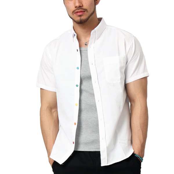 シャツ 半袖 メンズ 選べる8タイプ オックスフォードボタンダウンシャツ 白シャツ カジュアルシャツ 薄手 夏