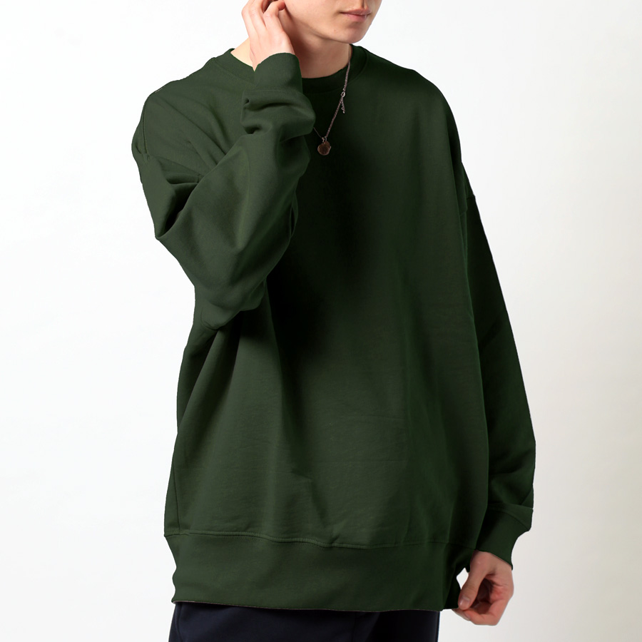 メンズ トレーナー ドロップショルダー クルーネック K00222 スウェット ビッグ トレーナー メンズ 裏毛 ドロップショルダー