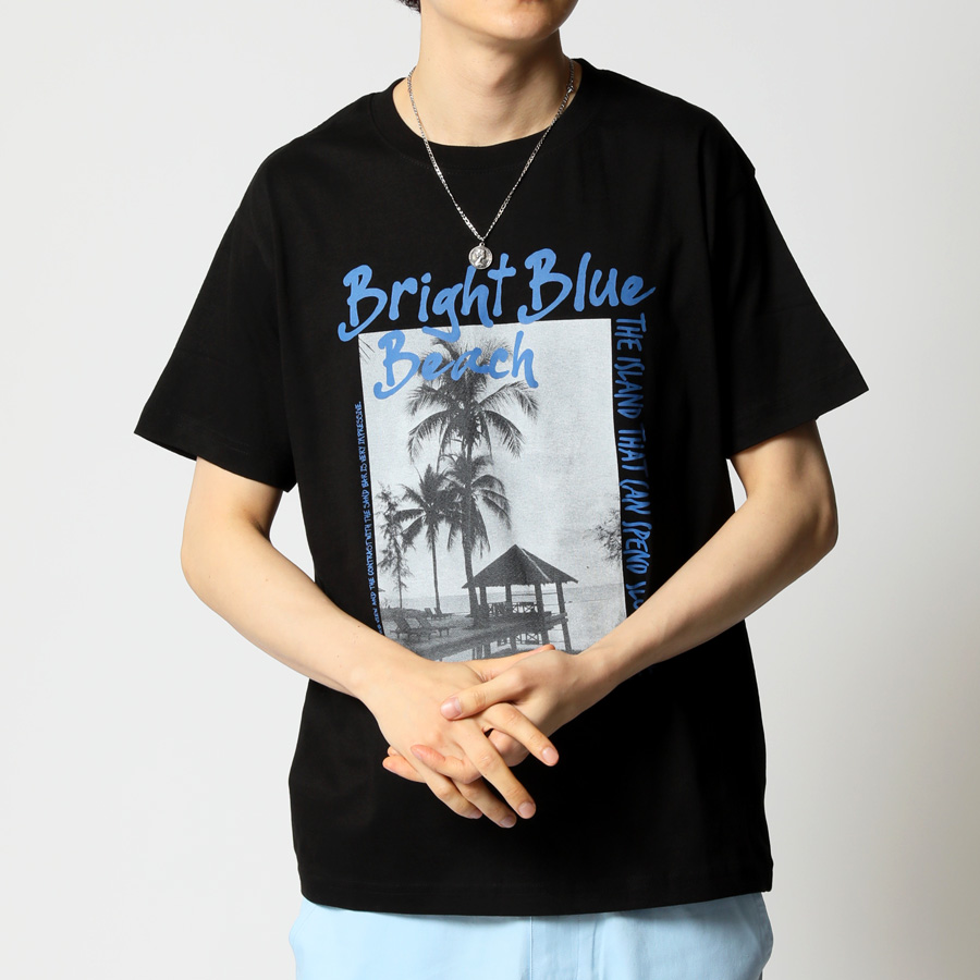 Tシャツ メンズ フォトデザイン プリントTシャツ ショート丈 モノクロ 綿100% 夏 丸首 半袖...