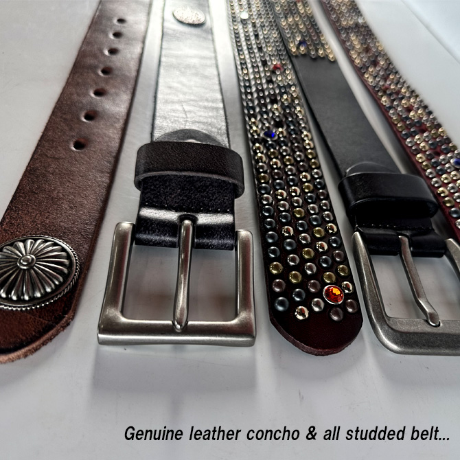レザーベルト メンズ 本革 インディアンコンチョ スタッズベルト