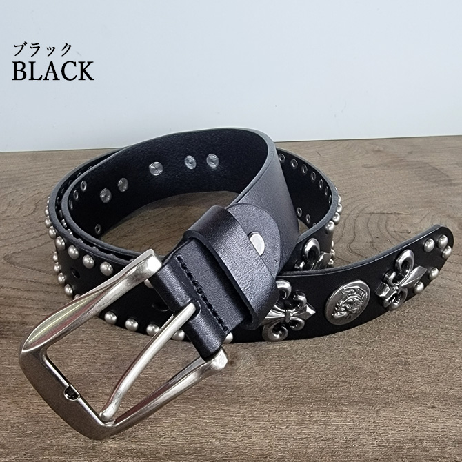 レザーベルト 本革 ウエスタン スタッズベルト メンズファッション 本