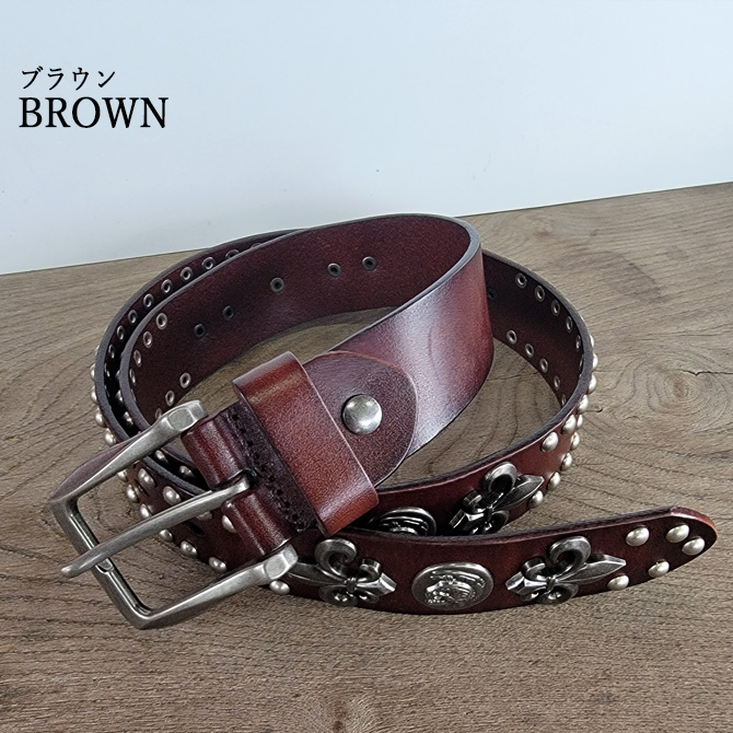 レザーベルト 本革 ウエスタン スタッズベルト メンズファッション 本
